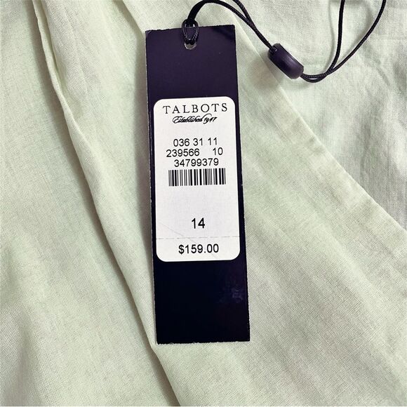 NWT Talbots Sleeveless Dress Women's Size 14 Tiered Ruffled Cotton Celery Green - Picture 9 of 12